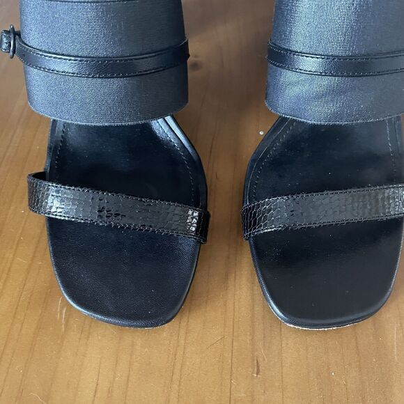 Donald J Pliner Edie Open Toe Size 8 Pumps Sandals Heels Black Italian Leather - Picture 6 of 14